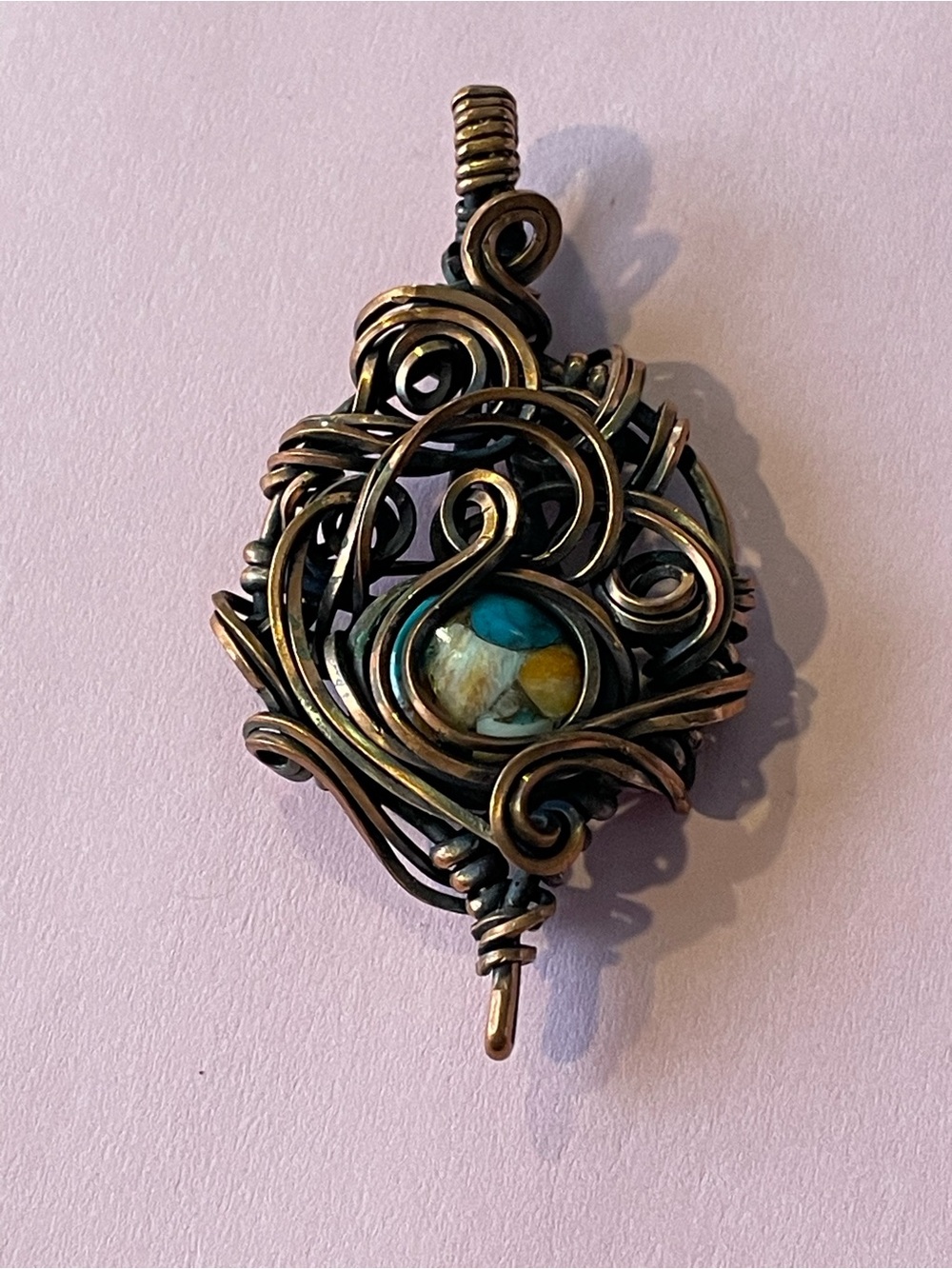 Unique Spiny Oyster Wire Copper Pendant #9950